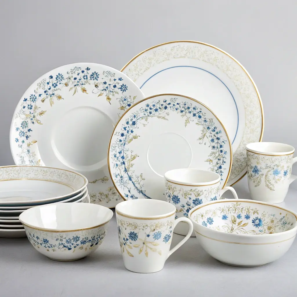 Assiettes en porcelaine blanche